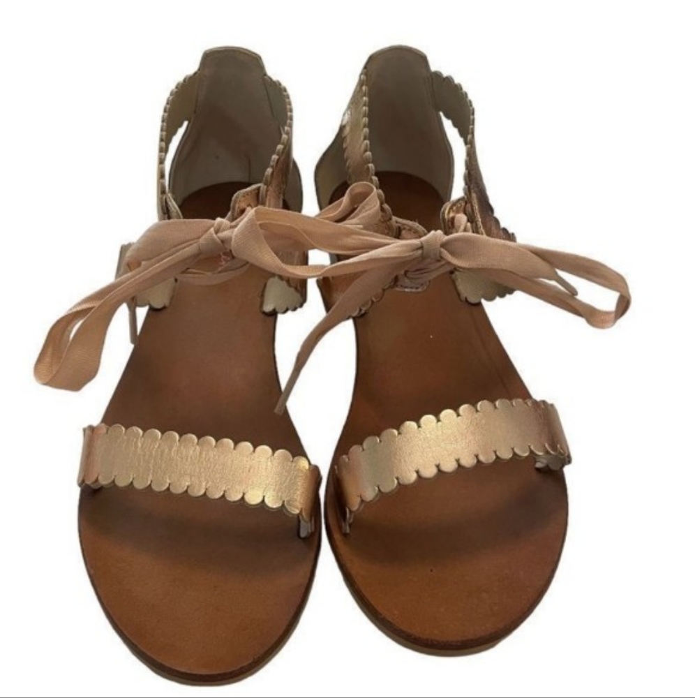 Boden Rose Gold Metallic Lace Leather Sandals Size Eur 38 / US 7